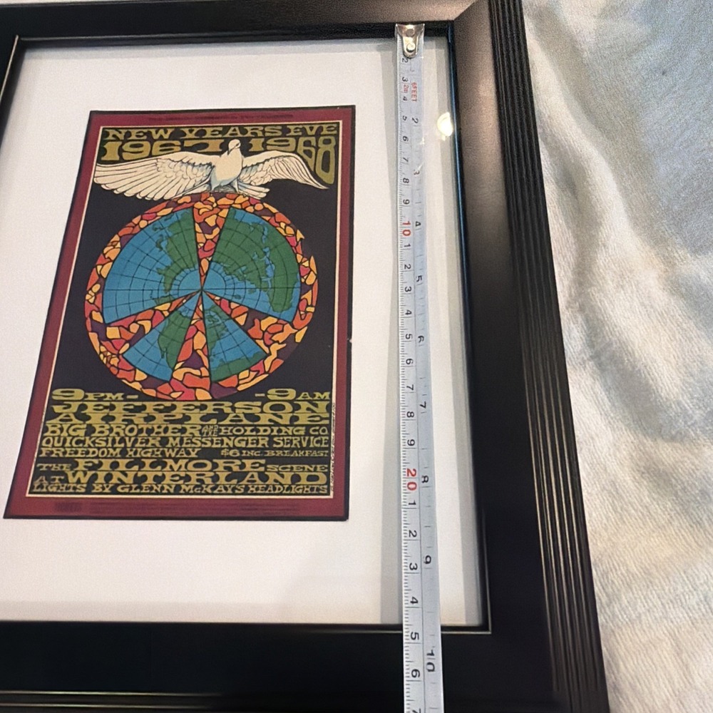 Vtg Jefferson Airplane 1967 New Years Eve Big Brother Framed Postcard - Picture 7 of 8